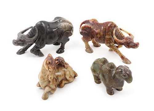 * A Group of Four Hardstone Figures of Animals Height of largest 4 1/2 x length 8 1/2 inches.