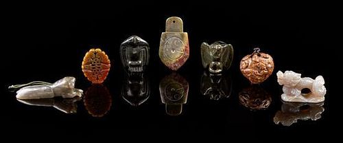 * Seven Hardstone Carvings Length of longest 3 5/8 inches.