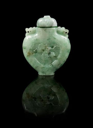 * A Jadeite Snuff Bottle Height 2 3/8 inches.