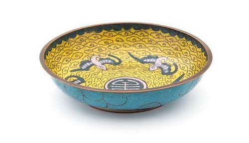 A Cloisonne Enameled Shallow Bowl Diameter 4 1/2 inches.