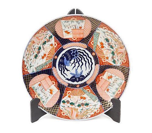 A Large Japanese Imari Porcelain Charger Diameter 23 5/8 inches.
