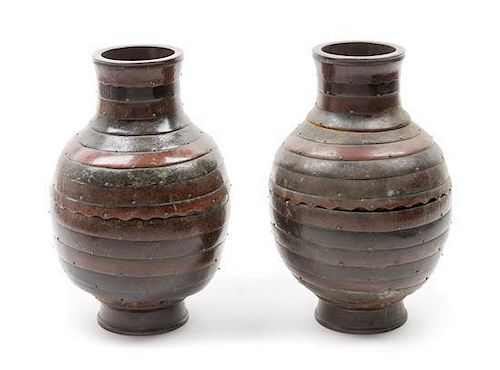 * A Pair of Ceramic Vases Height 12 x width 8 inches.