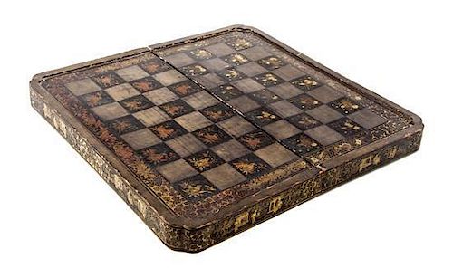 * A Japanese Lacquered Game Box Width 19 1/2 inches.