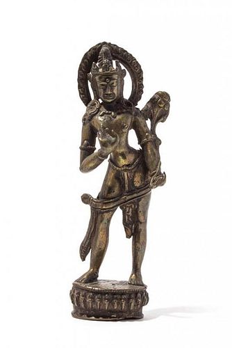 A Gilt Bronze Figure of a Bodhisattva Height 8 inches.