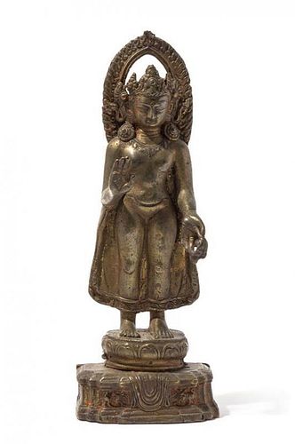 A Gilt Bronze Figure of a Bodhisattva Height 10 1/8 inches.