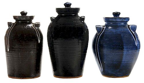 Three Charles Lisk Lidded Storage Jars