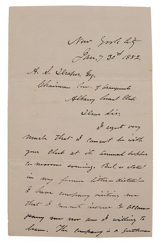 Ulysses S. Grant (1822-1885) Letter