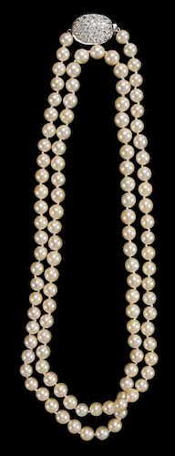 Single Strand Pearl Necklace with Pav&#233;