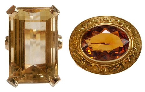 14 Karat Yellow Gold Ring and Brooch