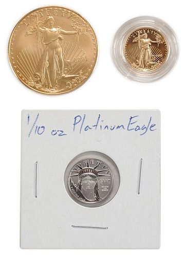 Three U.S. Gold and Platinum Coins
