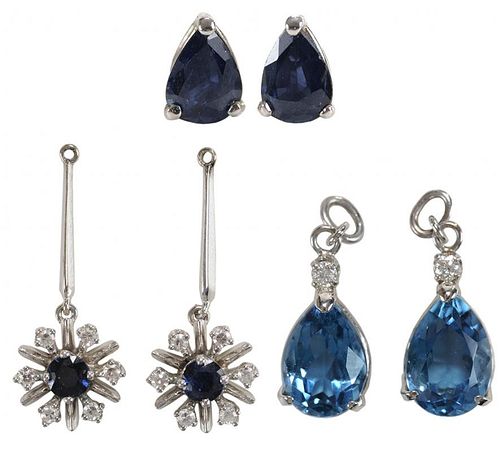 Sapphire Earrings with Two Pair