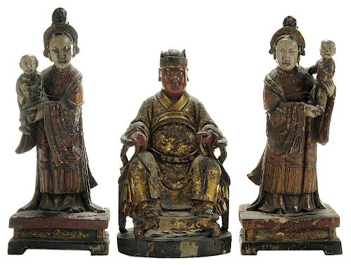 Three Ming Style Carved Wooden