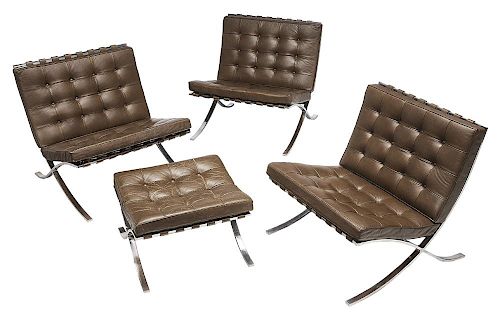 Suite of Three Barcelona Chairs and