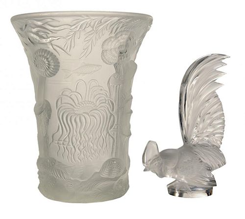 Lalique Crystal Vase and Hood Ornament