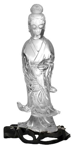 Clear Carved Rock Crystal Guanyin