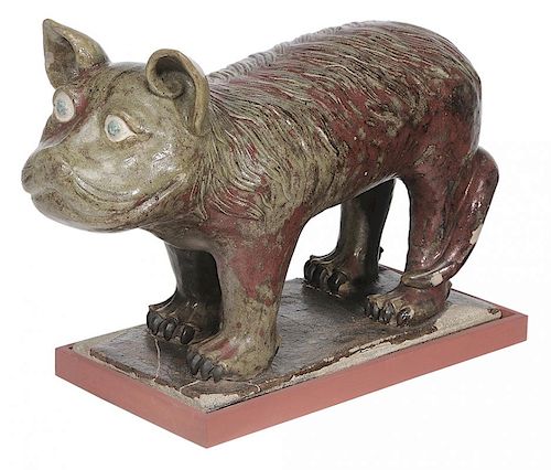 Monumental Antique Ceramic Cat Figure