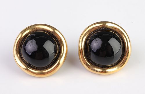 Tiffany & Co. 18K Yellow Gold & Onyx Earrings