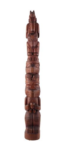 Pacific Northwest Carved Wood Totem Pole