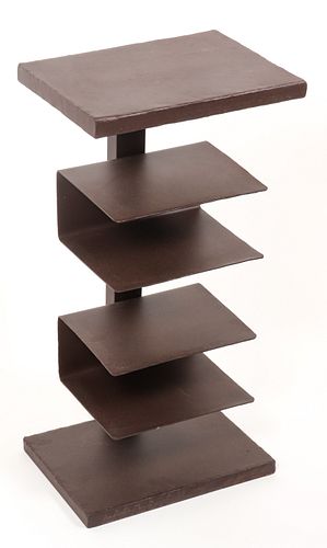 Modern Black Metal Bookshelf Pedestal Side Table