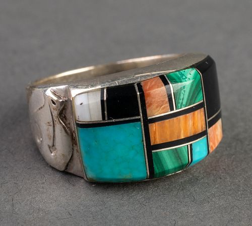 Native American Silver & Stone Mosaic Ring