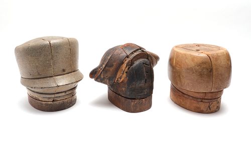 Vintage Millinery Wood Puzzle Block Hat Molds, 3