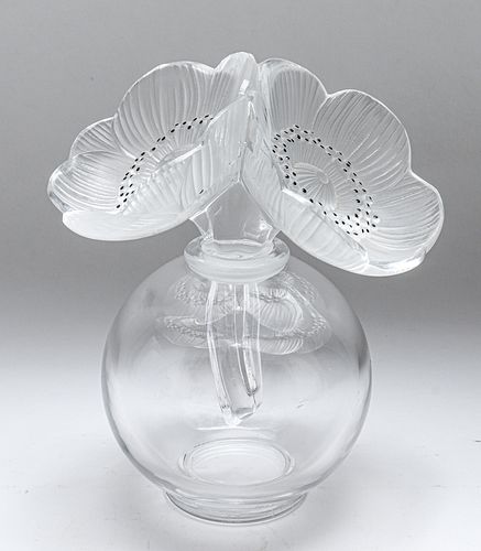 Lalique "Les Anemones" Art Glass Perfume Bottle