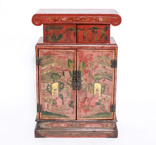 Chinese Painted Diminutive Cabinet