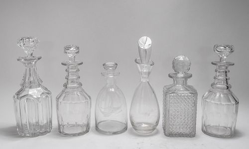 Crystal & Glass Decanters, incl. Steuben, 6