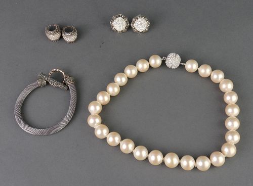 Costume Rhinestone & Faux Pearl Jewelry, 4 Pcs.