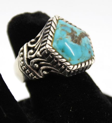 Southeast Asian Silver & Turquoise Ring