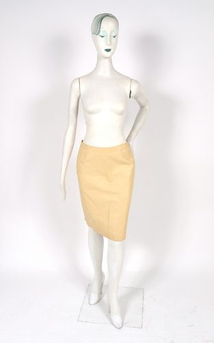 Prada Designer Leather Pencil Skirt