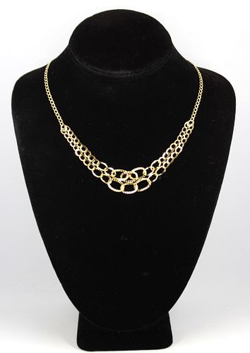 14K Yellow Gold Graduated Oval Link Chain Necklace