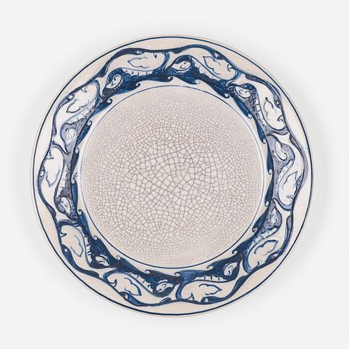 Dedham Pottery, Rare and Early dolphin plate