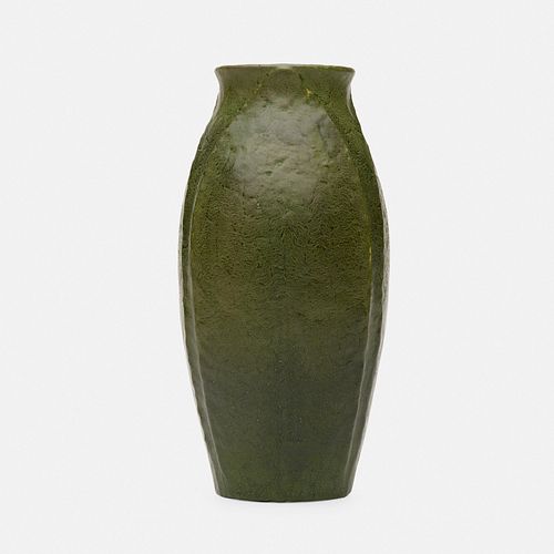 Grueby Faience Company, vase with leaves