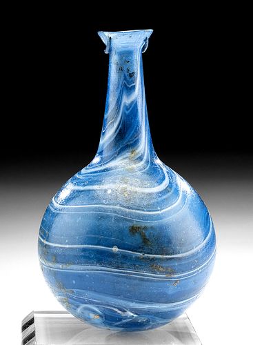Roman Marbled Glass Bottle - Beautiful Blue Hues!
