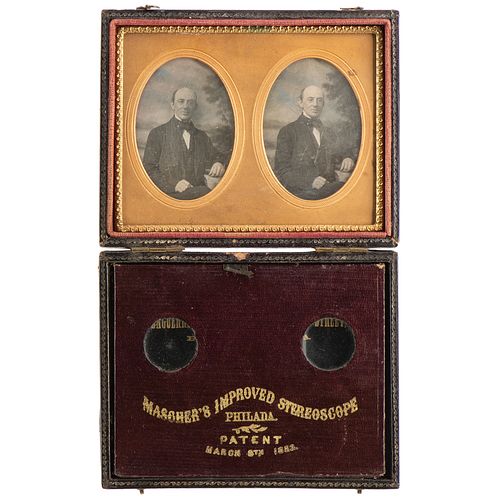 Abolitionist William Lloyd Garrison, Stereodaguerreotype Housed in Mascher Case