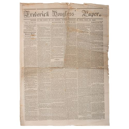 Rare Frederick Douglass' Paper, June 26, 1857 Issue, Including Coverage of Stephen Douglas's Response to the Dred Scott Decision