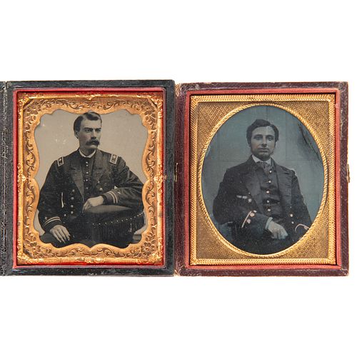 Sixth Plate Tintype and Ambrotype of Unidentified Naval Officers
