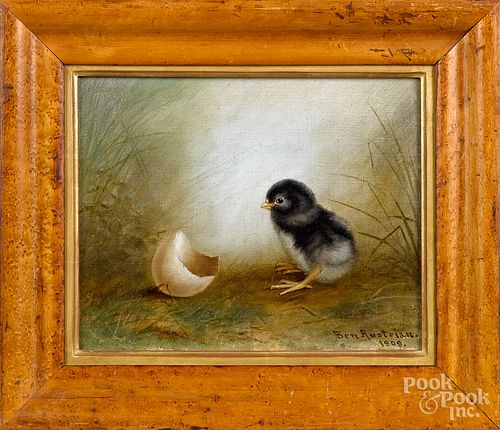 Ben Austrian oil on canvas of a chick