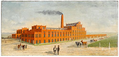Oil on canvas of a brewery, ca. 1900