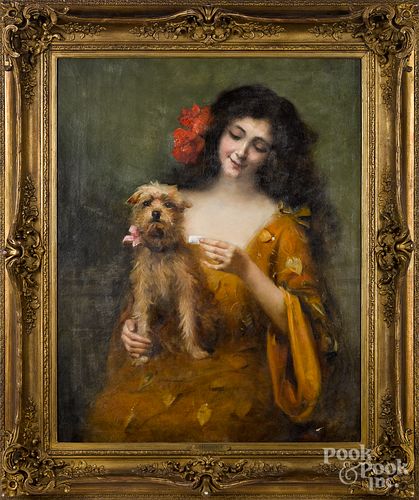 Auguste Emile Bellet oil on canvas of a woman