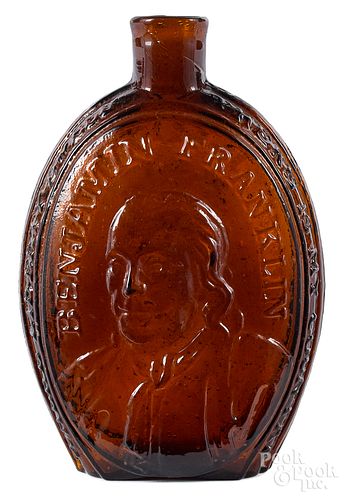 Philadelphia historical amber glass flask