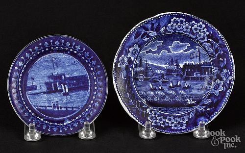 Historical blue Staffordshire toddy plate