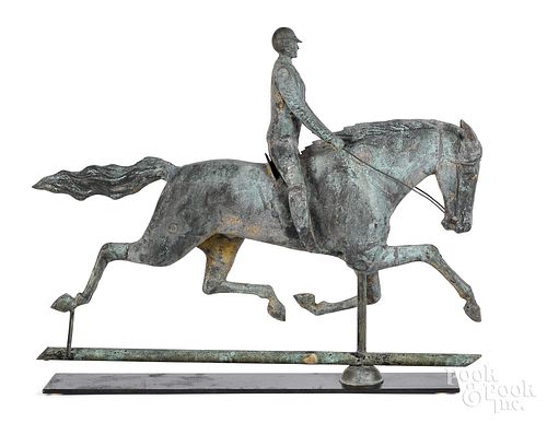 Horse and rider copper weathervane