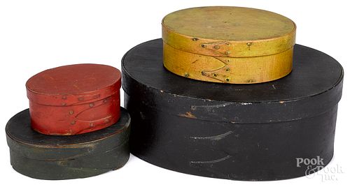 Four painted bentwood boxes, 19th c.