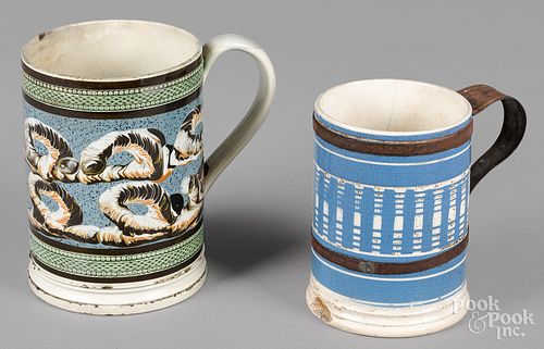 Two mocha mugs, 19th c.