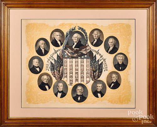 Color lithograph of The Presidents of the US