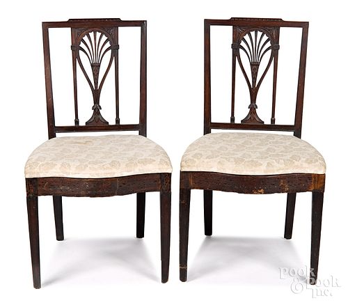 Pair of Philadelphia carved mahogany dining chair