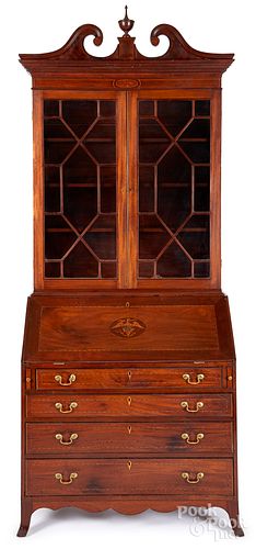 Southern Federal inlaid mahogany desk and bookcas
