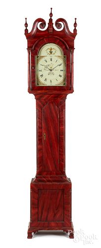 Pennsylvania painted pine tall case clock